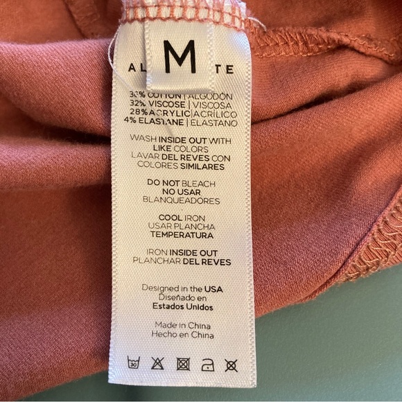 ALPHALETE Dusty Rose Raglan Long Sleeve Soft T-Shirt M - Picture 7 of 8